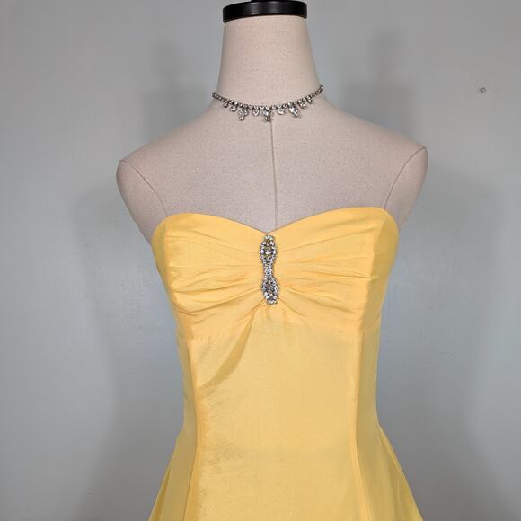 Vintage McClintock Prom Dress Maxi Ball Gown 4 Yellow Princess Belle 90s Fairy - Picture 5 of 12